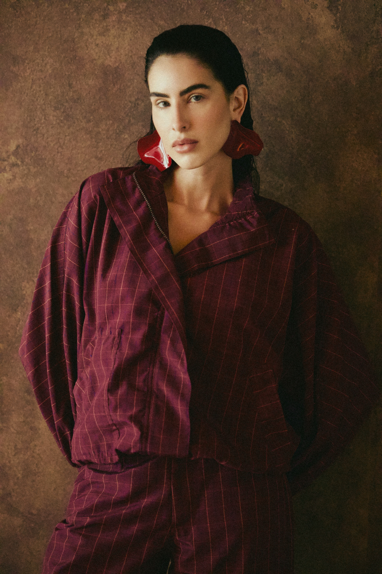 BOMBER XADREZ BURGUNDY