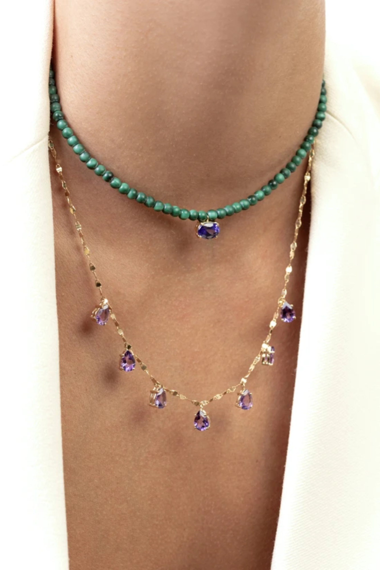 COLAR SHINY AMETISTA DROPS