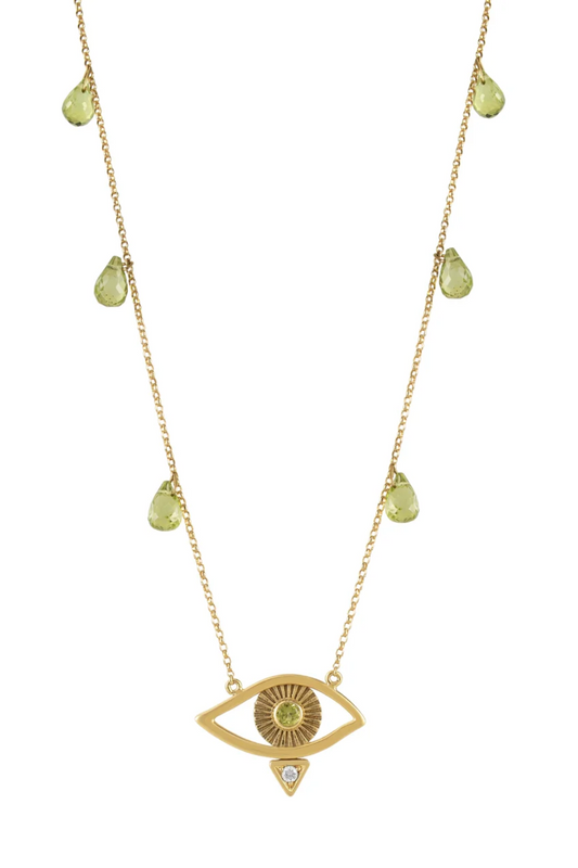 COLAR OLHO GREGO PERIDOTO E BRILHANTE