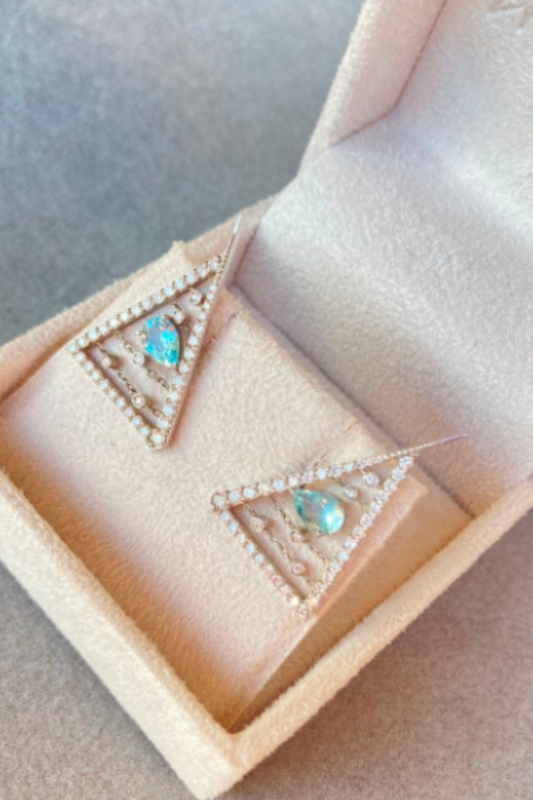BRINCO ÁGUA MARINHA E DIAMANTES