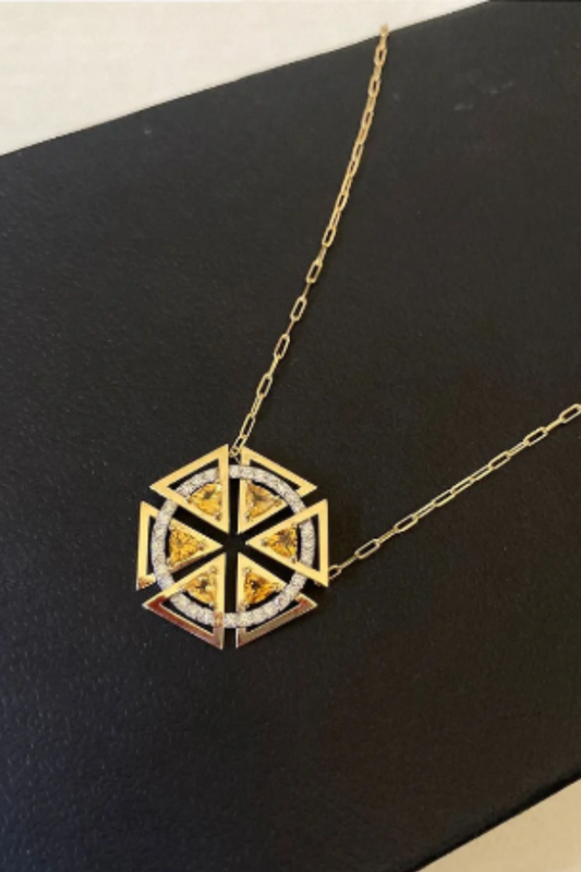 COLAR CITRINO E DIAMANTES