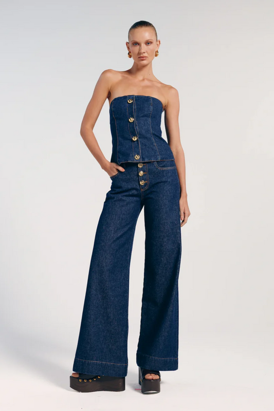 CALÇA JEANS WIDE LEG BARDOT