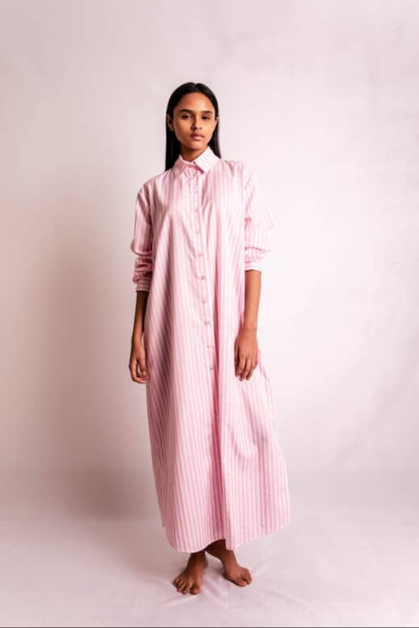 CHEMISE LISTRADO ROSA E BRANCO