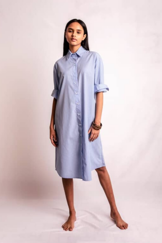 CHEMISE LISTRADO AZUL E BRANCO