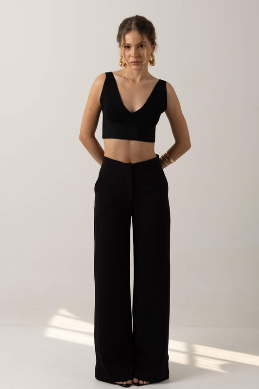 CALÇA ALFAIATARIA EM CREPE AVA - PRETO
