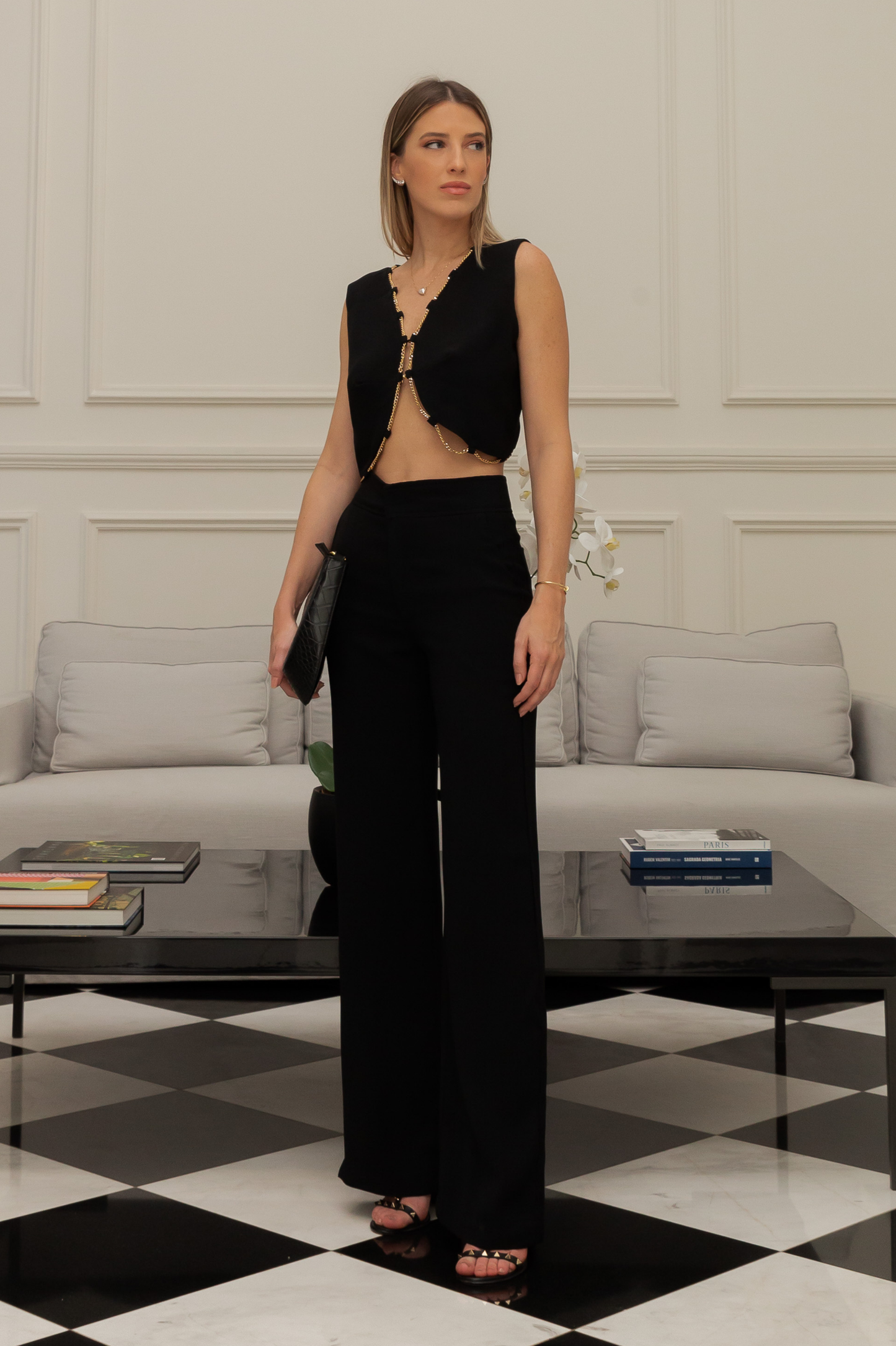 CALÇA ALFAIATARIA EM CREPE AVA - PRETO
