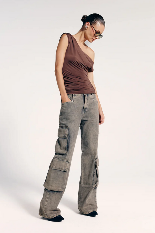 CALÇA CARGO JEANS ESTONADA LEÓNIE