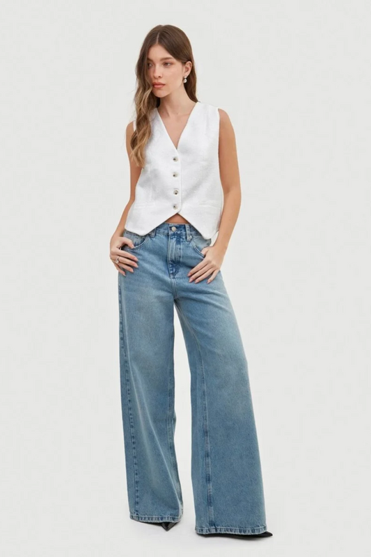CALÇA JEANS WIDE LEG MAXI