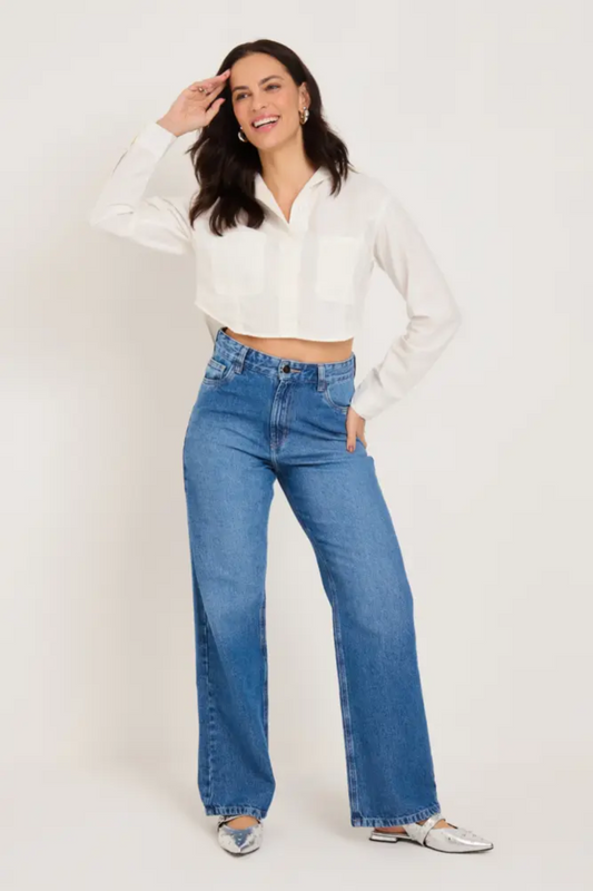 CAMISA JEANS CROPPED ADULTO CHAGAS