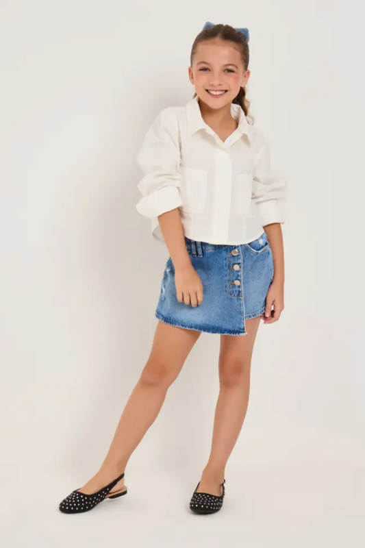 CAMISA JEANS CROPPED JUNIOR CHAGAS