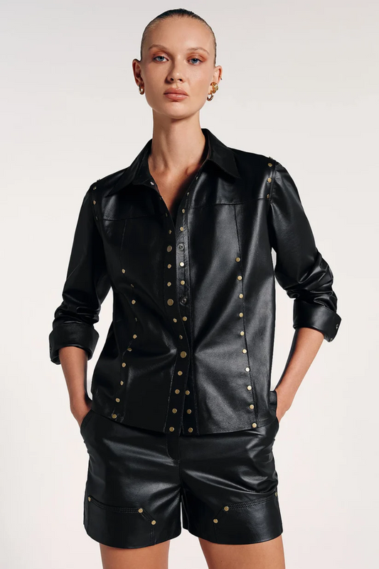 JAQUETA COURO TACHAS VIVIENNE