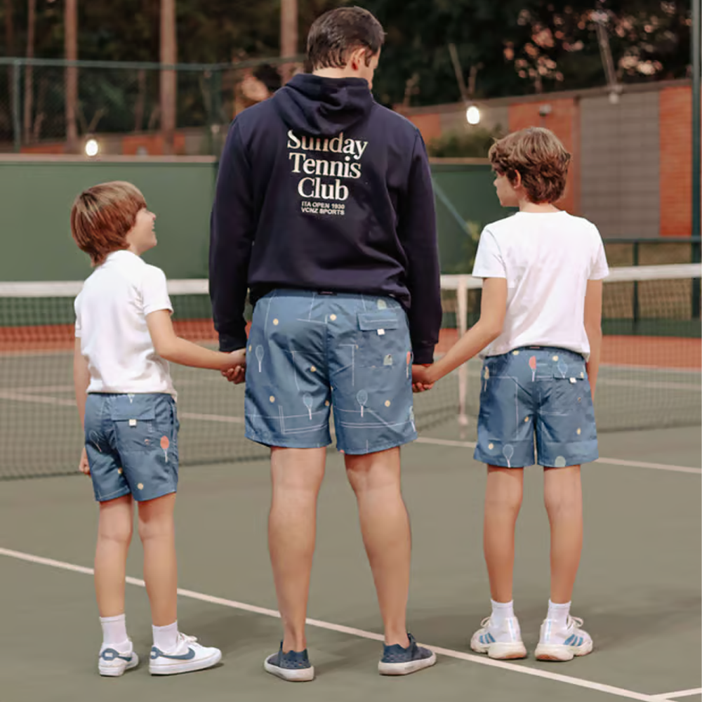 SHORTS MASCULINO ESTAMPADO AZUL TENNIS CLUB
