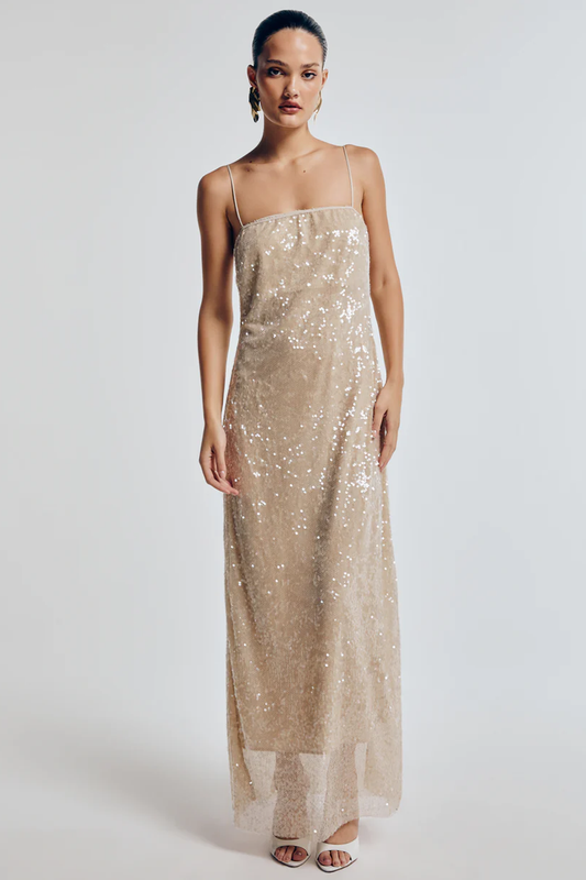 VESTIDO MIDI PAETÊS OCÉANE