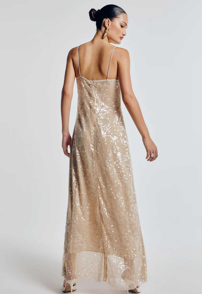 VESTIDO MIDI PAETÊS OCÉANE