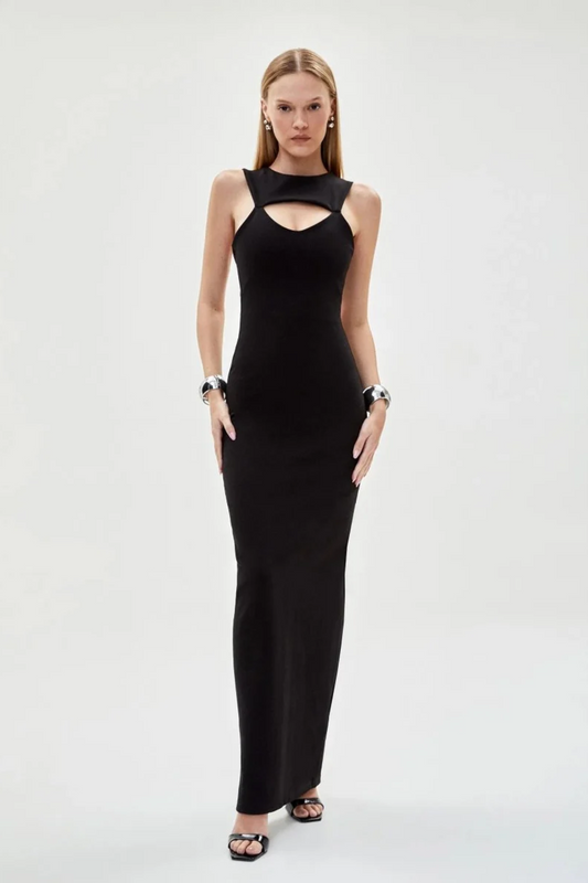 VESTIDO LONGO RECORTES ÉLISE