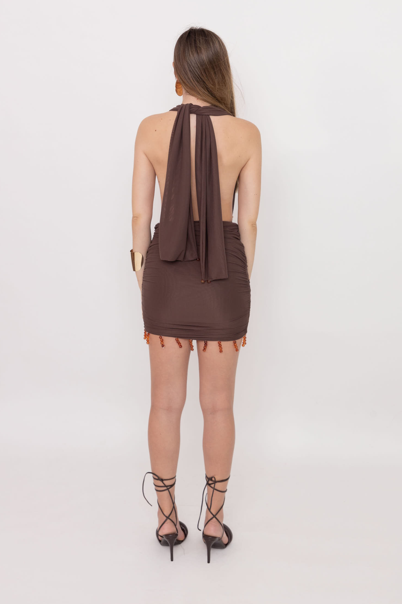 VESTIDO TULE BORDADO ENOKI MARROM